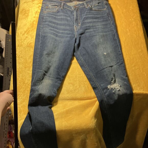 Lucky Brand Bridgette‎ Skinny Jeans Size 12/31, Distressed Whiskered Denim, - Picture 1 of 13
